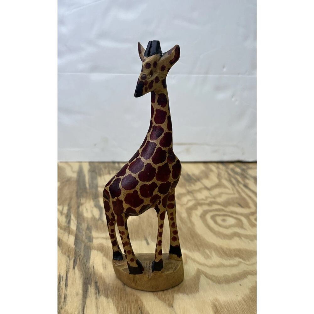 Hand Carved One Piece Wood Carving Giraffe Made In Kenya